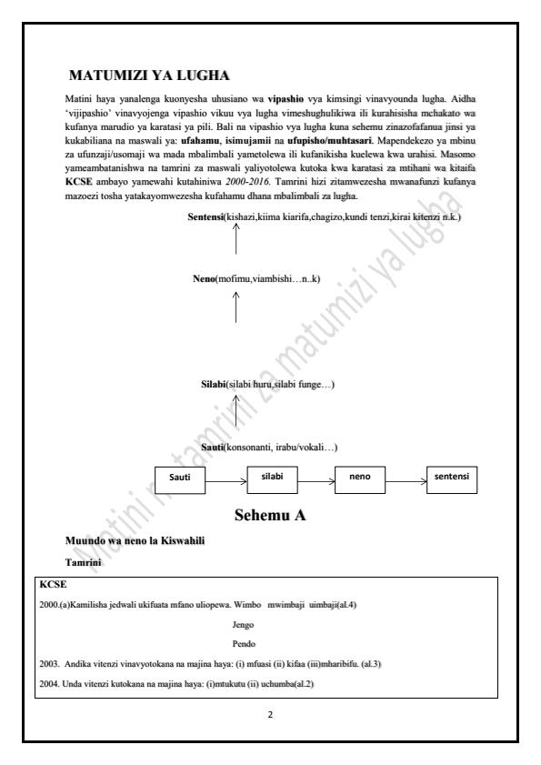 Page 1 – Kiswahili Notes: Matumizi ya Lugha – Kenyaplex