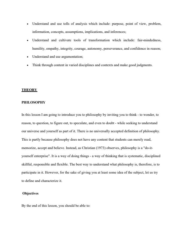 Page 2 – BHU 1101: Critical Thinking and Logic Notes – Kenyaplex