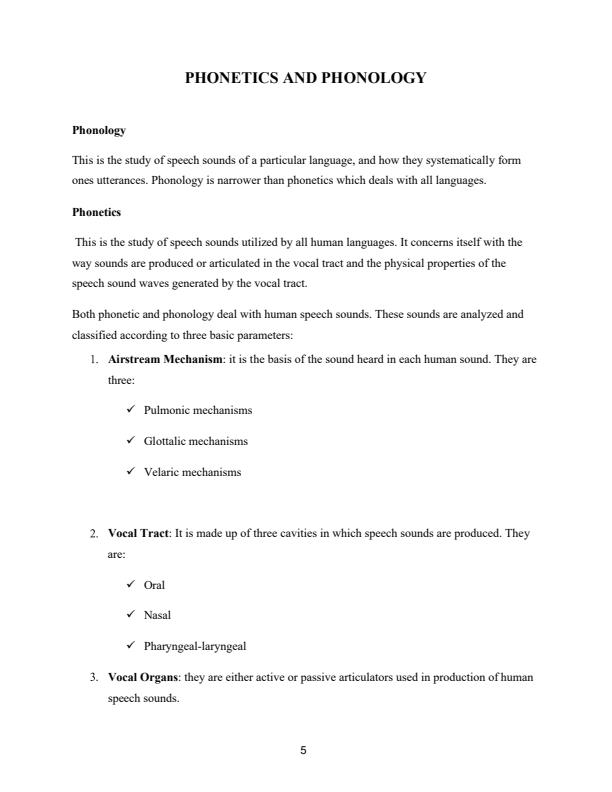 BLA2103: Introduction to Phonetics and Phonology Notes - 7420