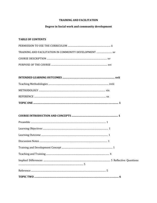 Page 1 – Training and Facilitation Notes – Kenyaplex