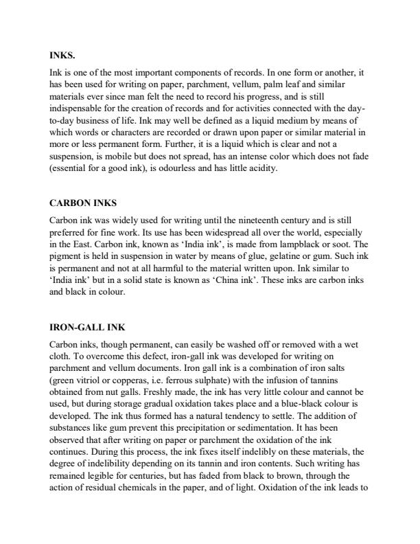 Page 1 – Conservation and Restoration of information materials CRIM  Notes on Inks – Kenyaplex