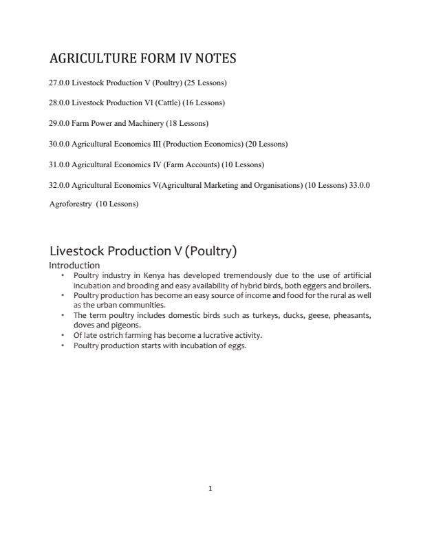 Page 1 – Agriculture Form 4 Notes – Kenyaplex