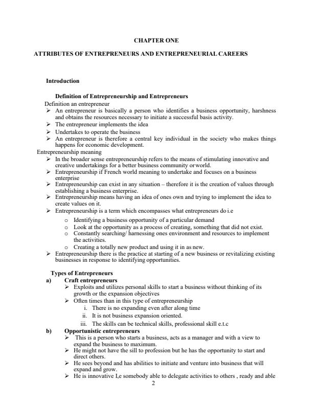 Page 1 – BUCU 004 Introduction to Entrepreneurship Notes – Kenyaplex