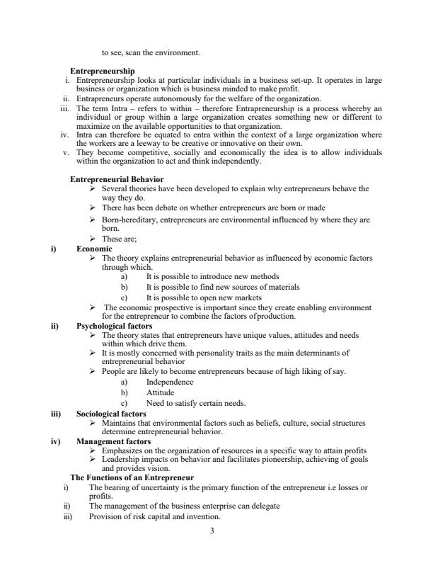 Page 2 – BUCU 004 Introduction to Entrepreneurship Notes – Kenyaplex