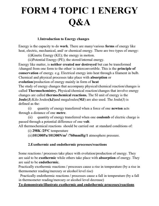 Page 1 – New 2020 Form 4 Chemistry Topic 1 Revised – Kenyaplex