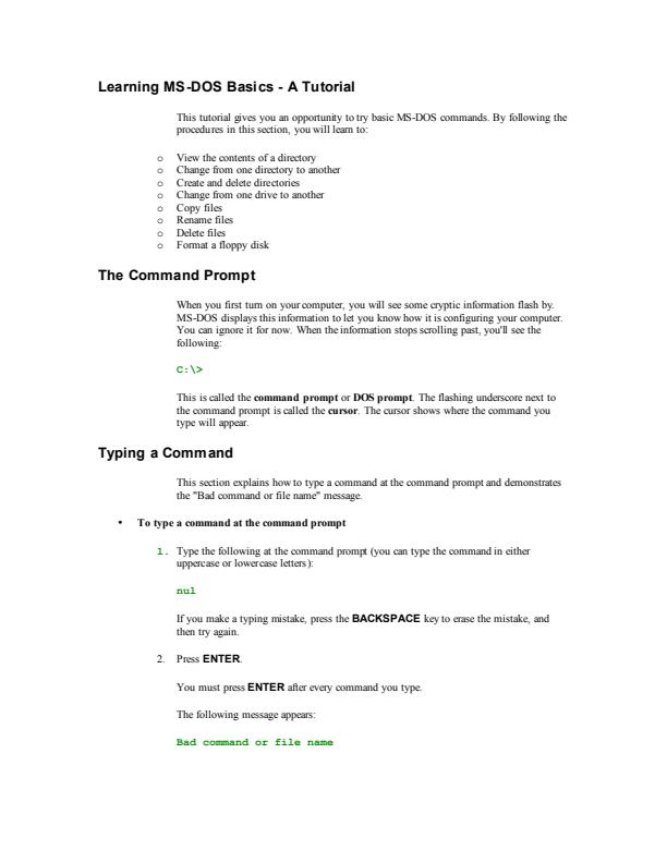 Page 1 – Latest and precise computer notes on MS Dos – Kenyaplex