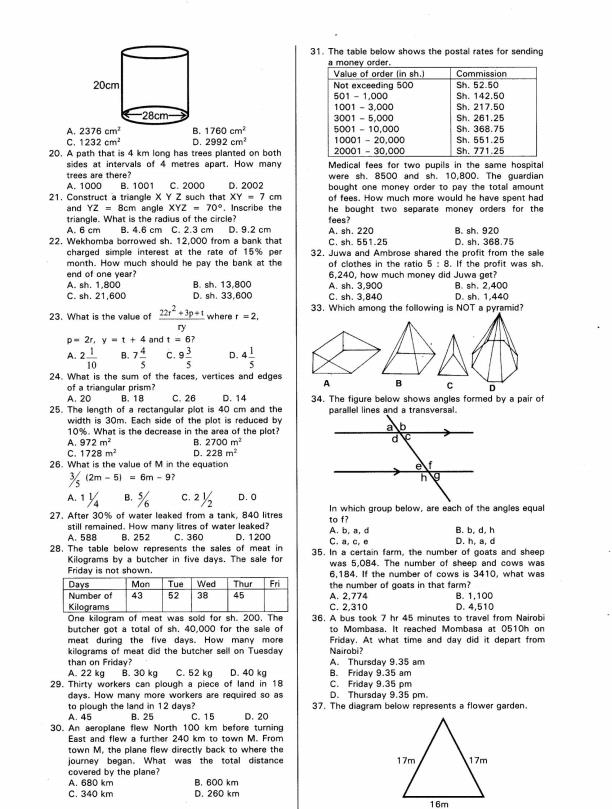 Page 2 – KCPE 2020 Model Revision Exam Papers With Answers – Kenyaplex