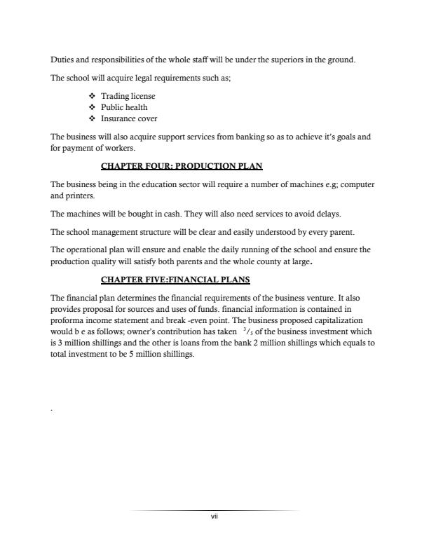 Page 2 – Sample primary school (academy) business plan – Kenyaplex