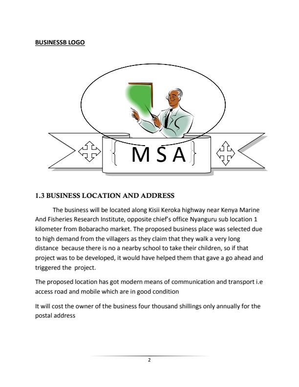 Page 4 – Sample primary school (academy) business plan – Kenyaplex