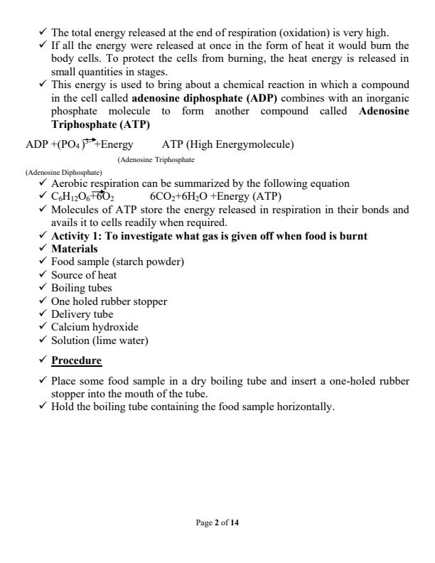 Page 2 – New From 2 Biology:Respiration Notes – Kenyaplex