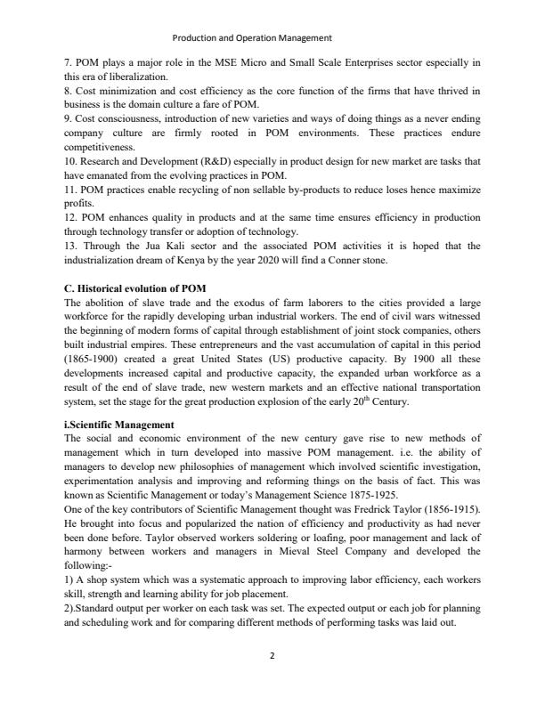 Page 2 – DCB 200: Production and Operational Management Notes – Kenyaplex