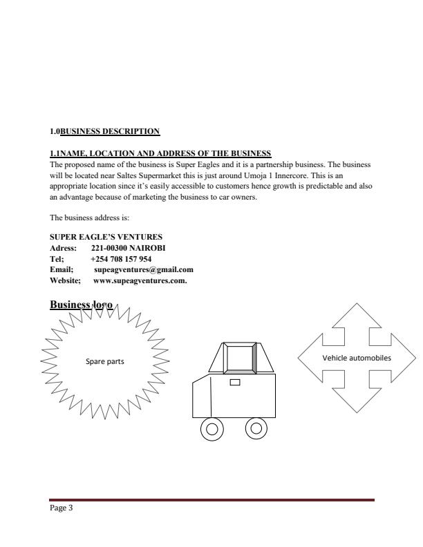 Page 1 – Automobiles and spare parts importation business plan – Kenyaplex