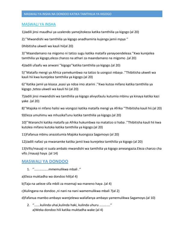 Page 1 – Maswali ya insha na dondoo kidato cha tatu hadi cha nne – Kenyaplex