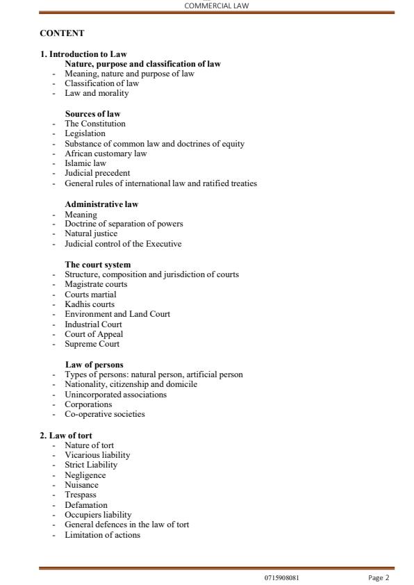 Page 1 – Commercial Law  Notes (CPA PART I   CPA SECTION 1  CCP SECTION 1  CS SECTION 1) – Kenyaplex
