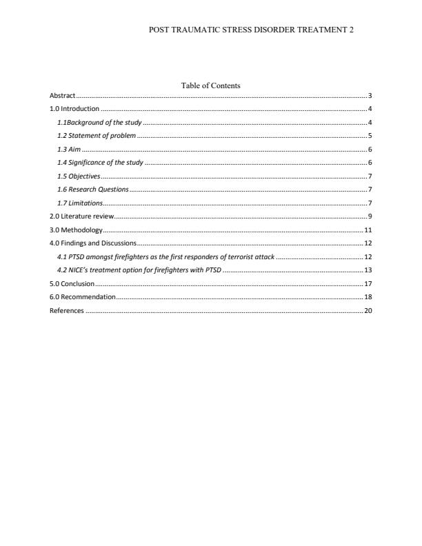 Page 1 – Report on How the National Institute of Health and Care Excellence Can Effectively Treat Post Traumatic Stress Disorder in Victims and First Responders- Firefighters – Kenyaplex