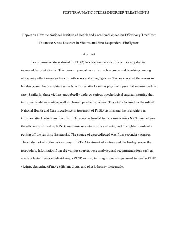 Page 2 – Report on How the National Institute of Health and Care Excellence Can Effectively Treat Post Traumatic Stress Disorder in Victims and First Responders- Firefighters – Kenyaplex