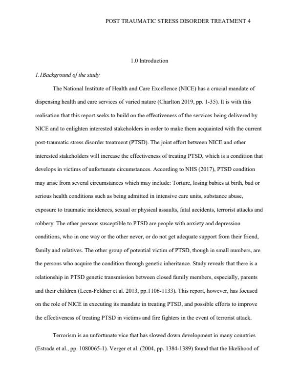 Page 3 – Report on How the National Institute of Health and Care Excellence Can Effectively Treat Post Traumatic Stress Disorder in Victims and First Responders- Firefighters – Kenyaplex