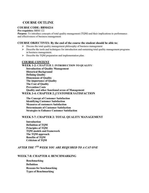Page 1 – BBM4214 Total Quality Management 4th year notes – Kenyaplex