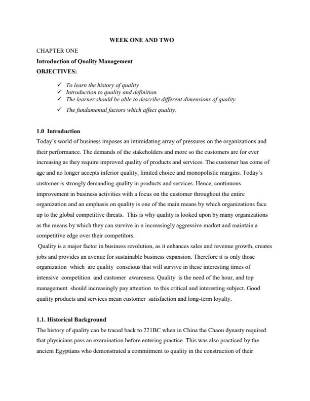 Page 3 – BBM4214 Total Quality Management 4th year notes – Kenyaplex
