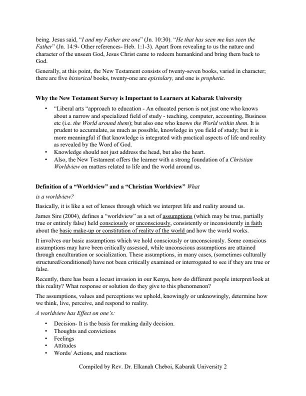 Page 2 – BIBL 120: New Testament Survey Notes – Kenyaplex