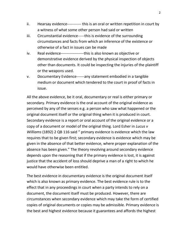 Page 2 – Law of Evidence II Notes – Kenyaplex