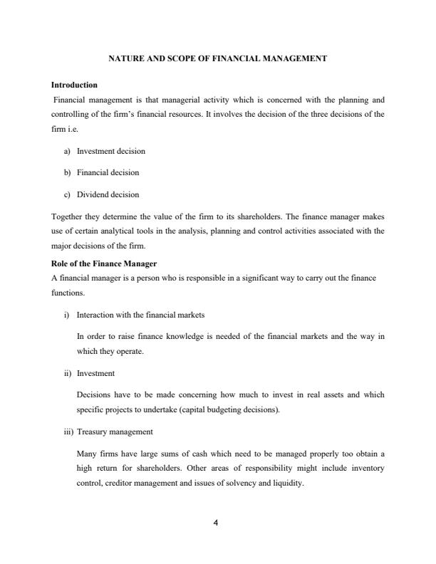 Page 3 – BBM 215 Financial Management I Notes – Kenyaplex