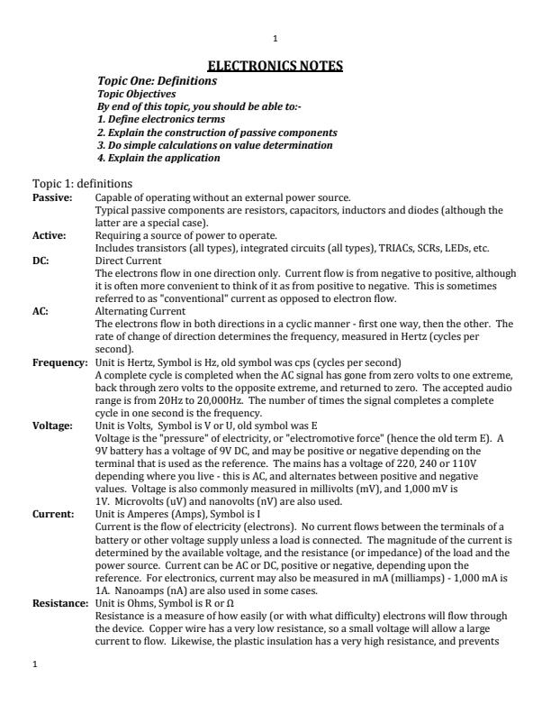 Page 1 – KMTC: Electronics Notes – Kenyaplex