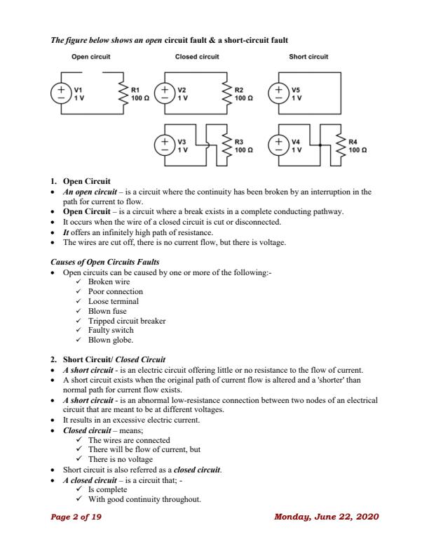 Page 2 – Faults in Electric Circuit Notes – Kenyaplex