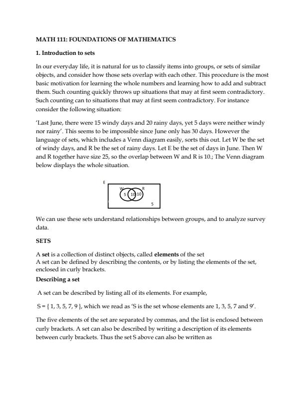 Page 1 – MATH 111: Foundations of Mathematics Notes – Kenyaplex