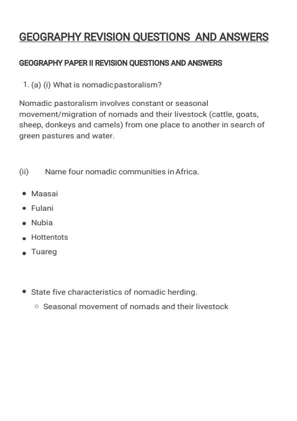 Geography questions and answers booklet 8304