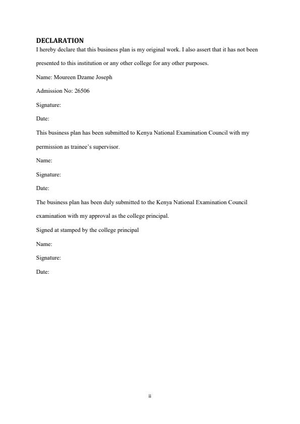 Page 2 – Sample Women Clothing Boutique Business Plan  – Kenyaplex