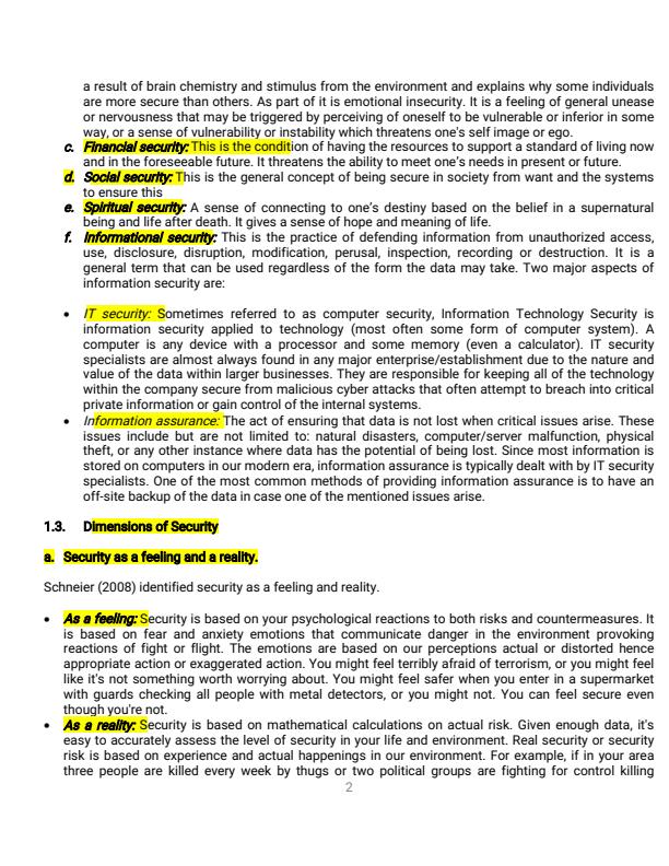 Page 2 – APS 318: Security Psychology and Strategic Studies Notes – Kenyaplex