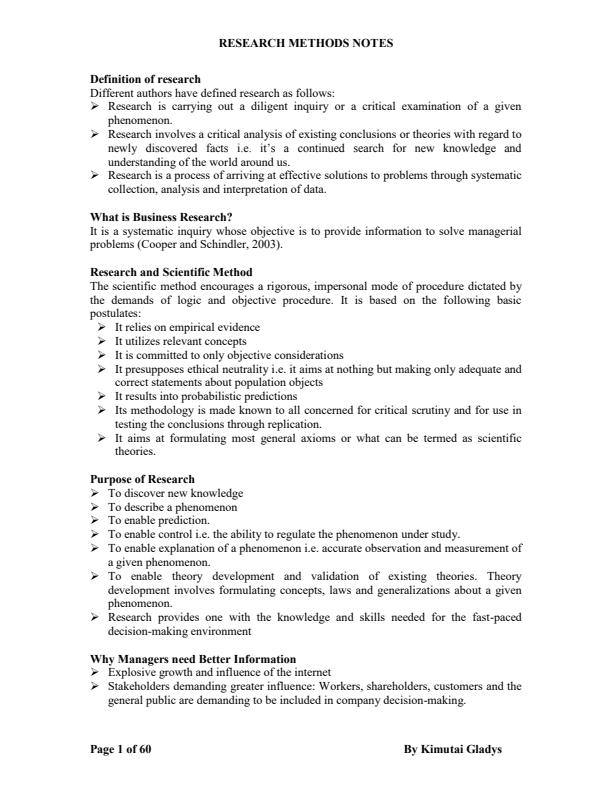 Page 1 – BSU 305: Research Methods Notes – Kenyaplex