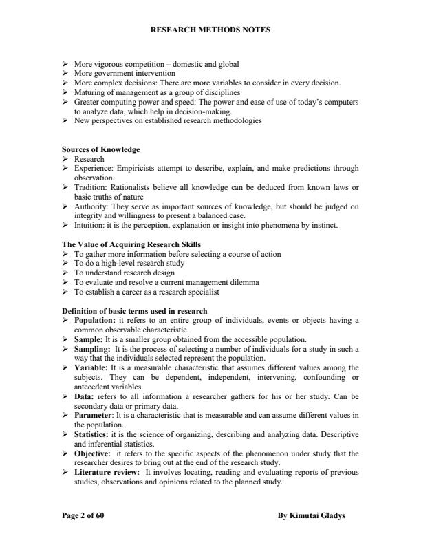 Page 2 – BSU 305: Research Methods Notes – Kenyaplex