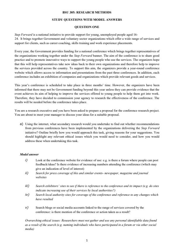 Page 1 – BSU 305: Research Methods Revision Questions With Answers  – Kenyaplex