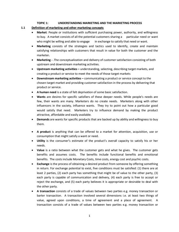 Page 1 – BBA : Bachelor of Business Administration Notes – Kenyaplex