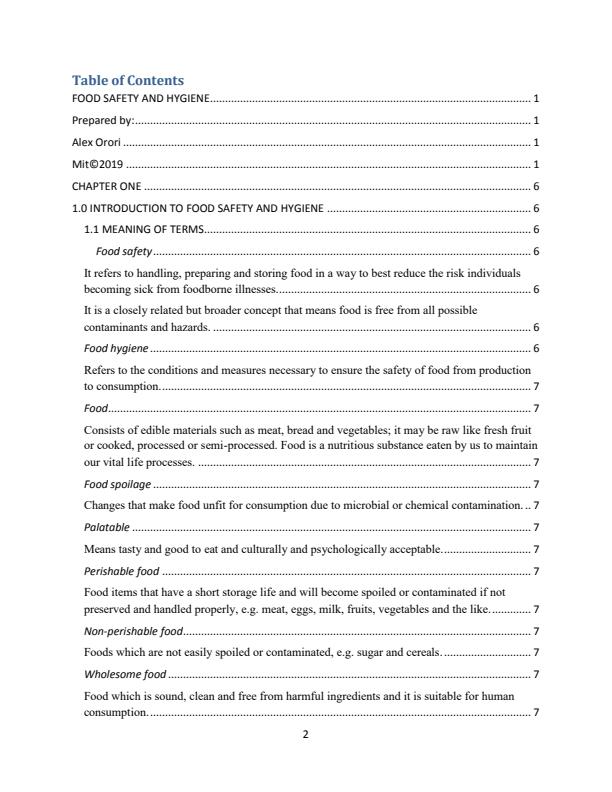 Page 1 – Food Safety and Hygiene Module 1 Notes – Kenyaplex
