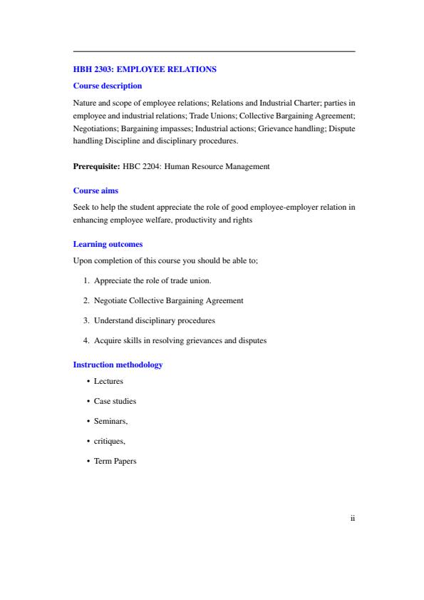 Page 1 – HBH 2303: Employee Relations Notes – Kenyaplex