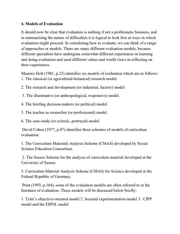 Page 1 – Models Of Curriculum Evaluation Process Notes – Kenyaplex