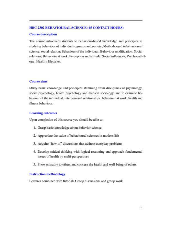 Page 1 – HBC 2302: Behavioural Sciences Notes – Kenyaplex