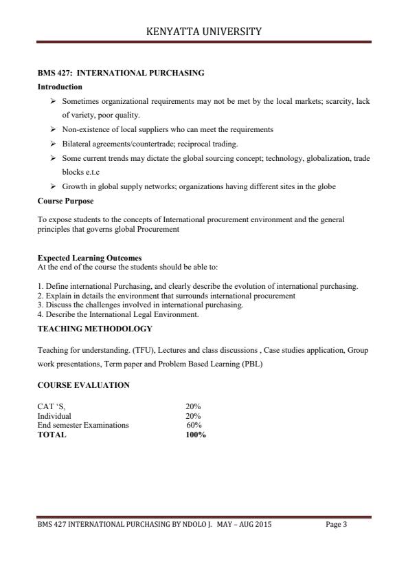 Page 1 – BMS 427: International Purchasing Notes – Kenyaplex