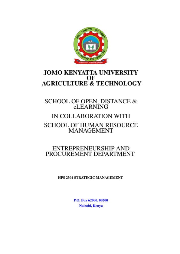 Page 1 – HPS 2304: Strategic Management Notes – Kenyaplex