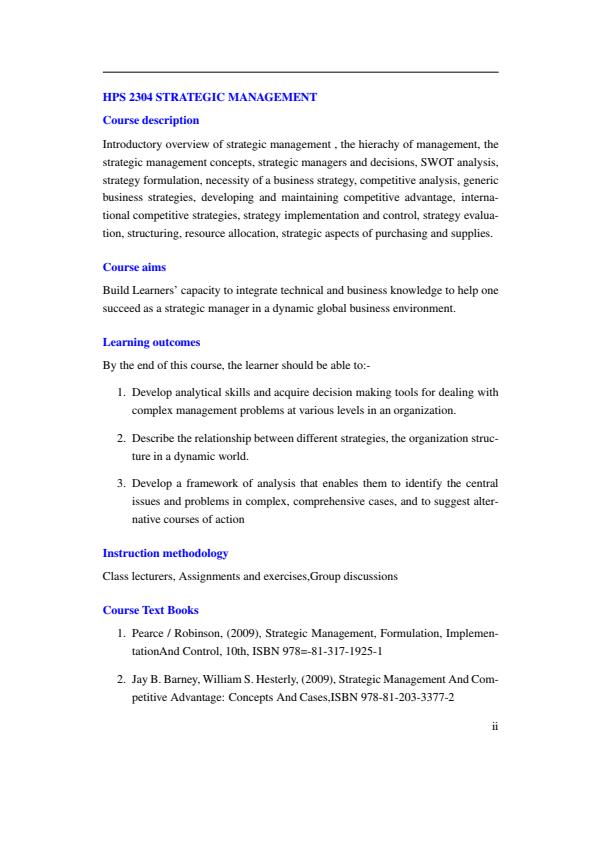 Page 2 – HPS 2304: Strategic Management Notes – Kenyaplex
