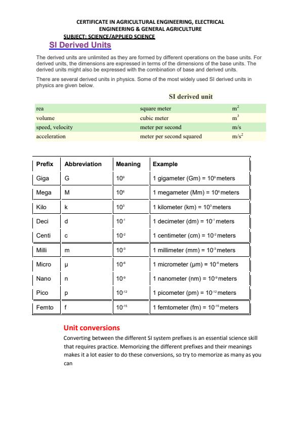 Page 2 – Certificate in Agricultural Engineering Notes on Science/Applied Science – Kenyaplex