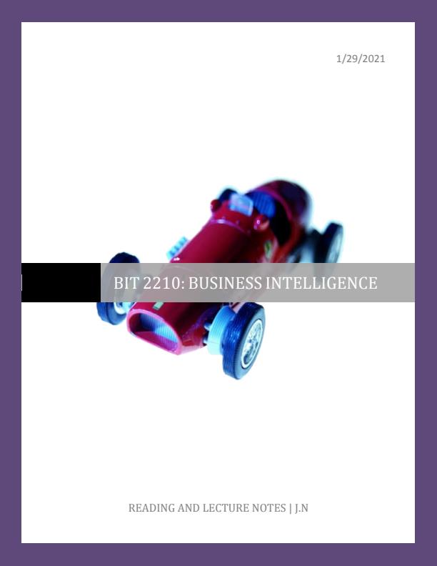Page 1 – BIT 2210: Business Intelligence Notes 4th Year – Kenyaplex