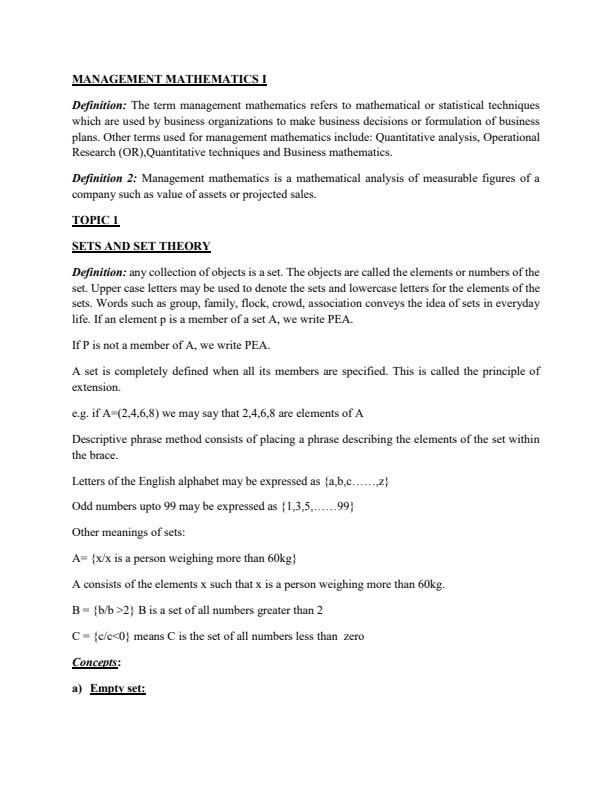 Page 1 – Sets and Set Theory Notes – Kenyaplex