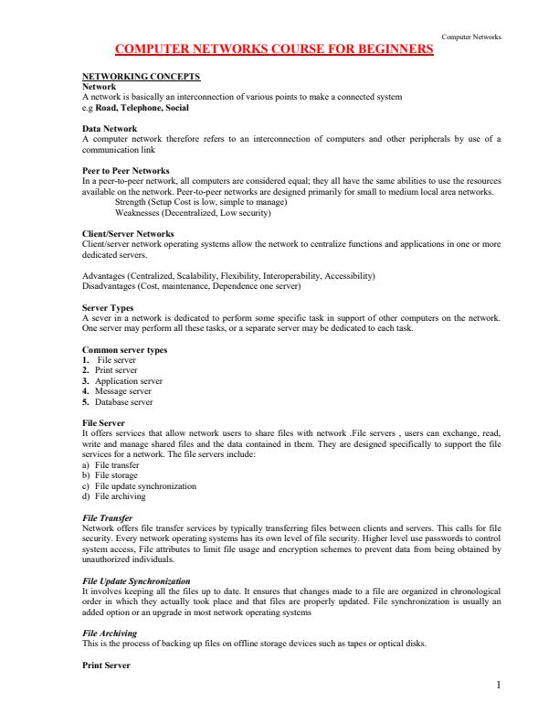 Page 1 – Computer Networks Notes – Kenyaplex