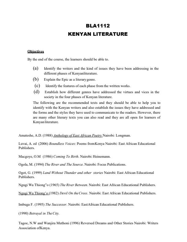 modes of presentation in kenyan literature