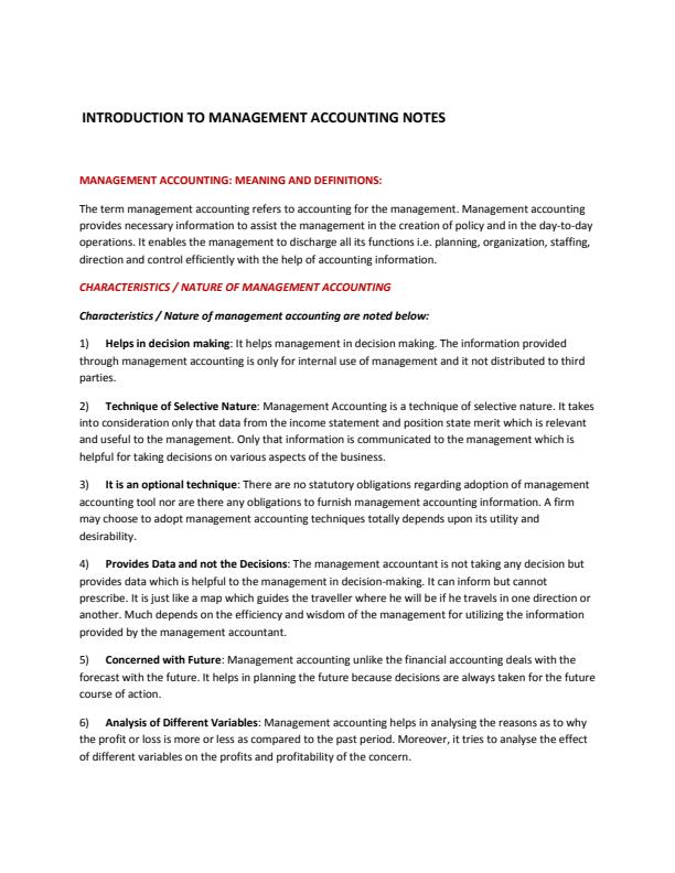 Page 1 – Introduction to Management Accounting Notes – Kenyaplex