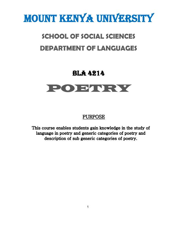 Page 1 – BLA 4214: Poetry Notes – Kenyaplex